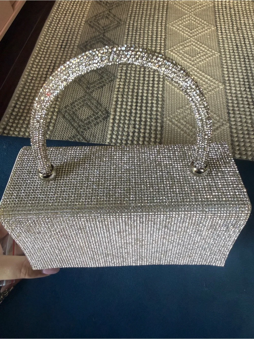 Silver Crystal Evening Top-Handle Bag